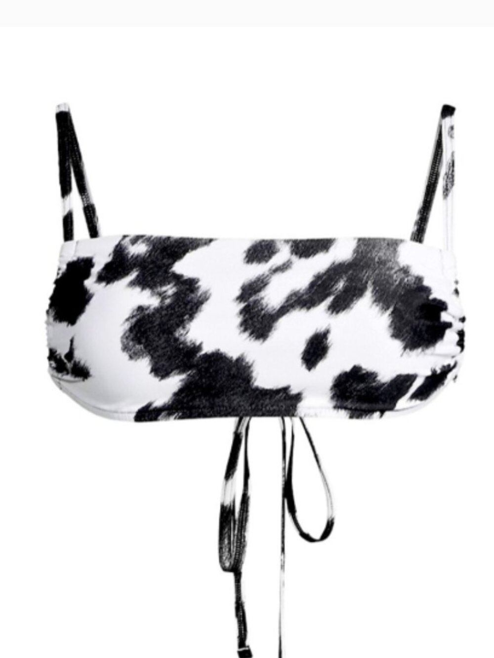 New! WeWoreWhat Leigh Cowhide Bikini Top Black and White - Picture 5 of 9